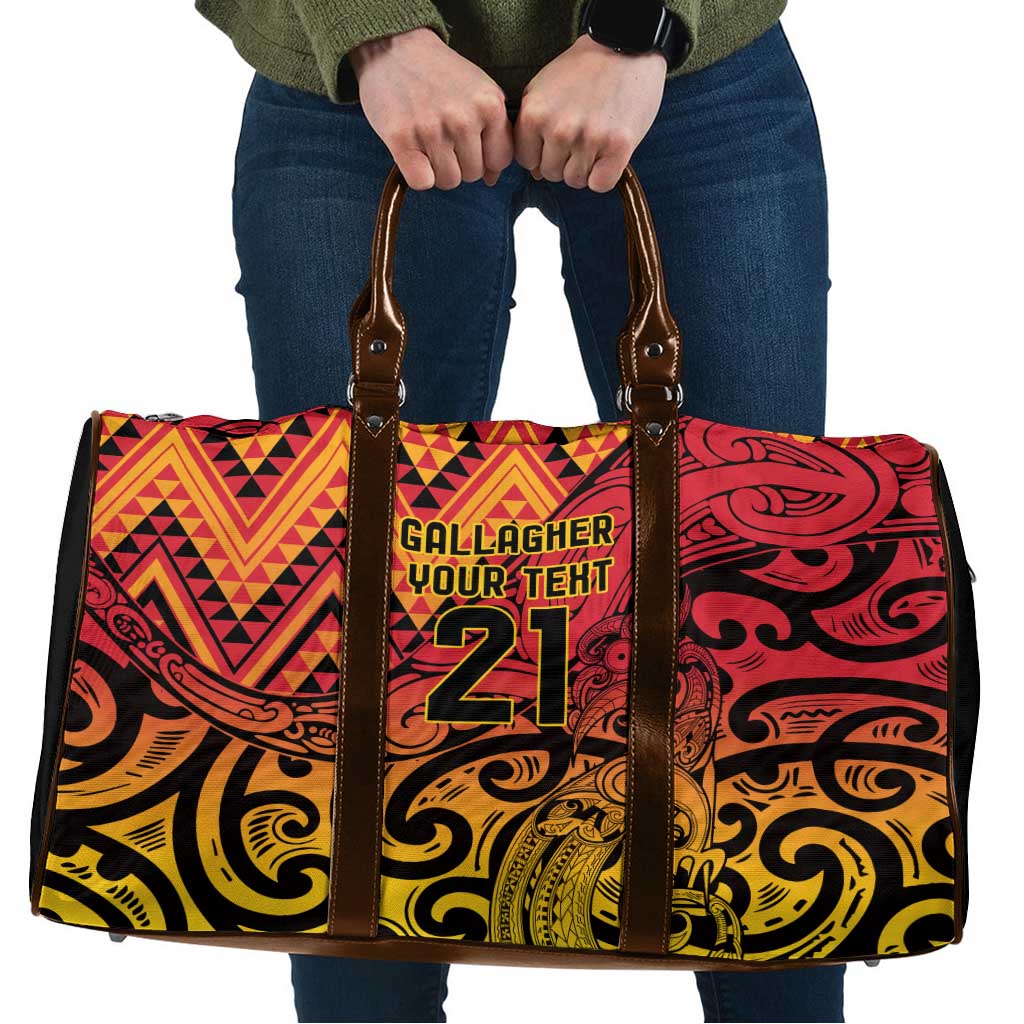 New Zealand Rangatira Custom Travel Bag Red and Gold Niho Taniwha Maori Tribal - Polynesian Pride