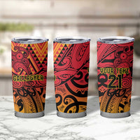 New Zealand Rangatira Custom Tumbler Cup Red and Gold Niho Taniwha Maori Tribal