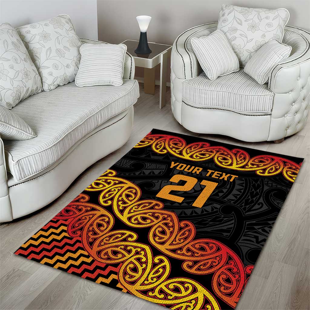 New Zealand Rugby Pacific Custom Area Rug Rangatira Maori Kowhaiwhai Pattern