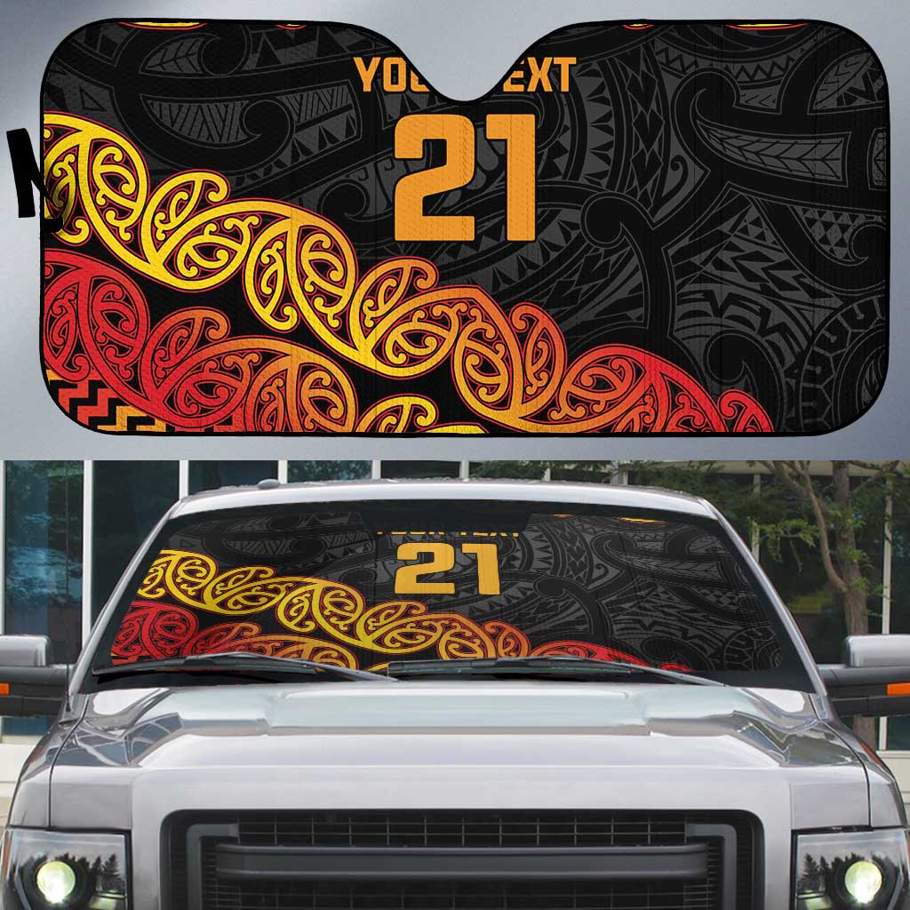 New Zealand Rugby Pacific Custom Auto Sun Shade Rangatira Maori Kowhaiwhai Pattern - Polynesian Pride