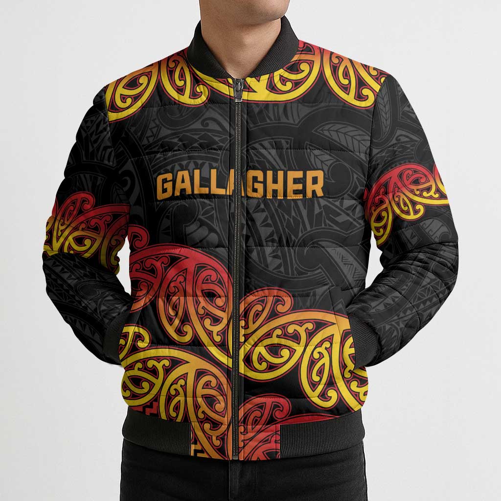 New Zealand Rugby Pacific Custom Bomber Puffer Jacket Rangatira Maori Kowhaiwhai Pattern - Polynesian Pride