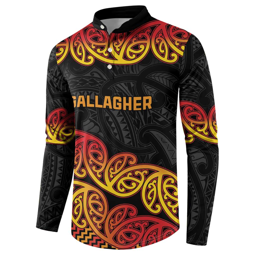 New Zealand Rugby Pacific Custom Button Sweatshirt Rangatira Maori Kowhaiwhai Pattern