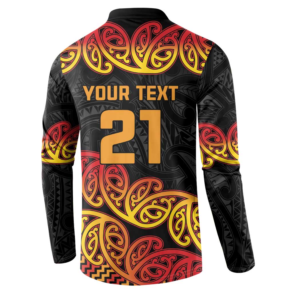 New Zealand Rugby Pacific Custom Button Sweatshirt Rangatira Maori Kowhaiwhai Pattern