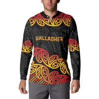 New Zealand Rugby Pacific Custom Button Sweatshirt Rangatira Maori Kowhaiwhai Pattern