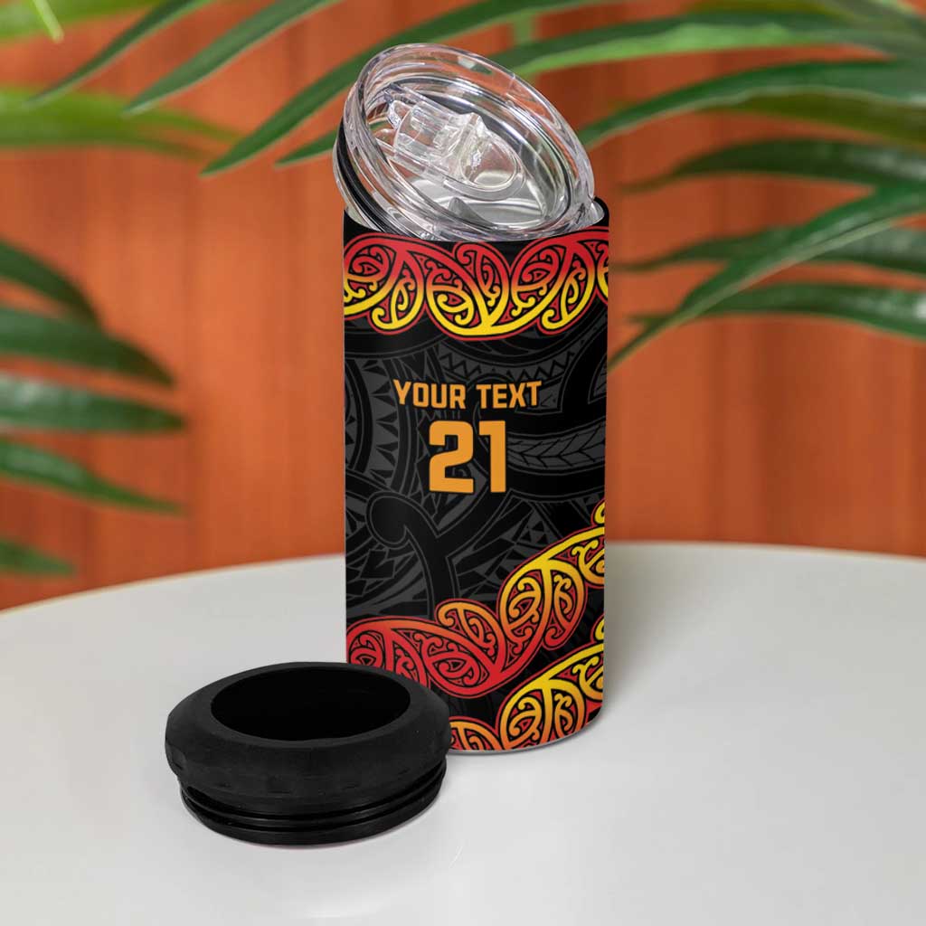 New Zealand Rugby Pacific Custom 4 in 1 Can Cooler Tumbler Rangatira Maori Kowhaiwhai Pattern