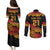 New Zealand Rugby Pacific Custom Couples Matching Puletasi and Long Sleeve Button Shirt Rangatira Maori Kowhaiwhai Pattern
