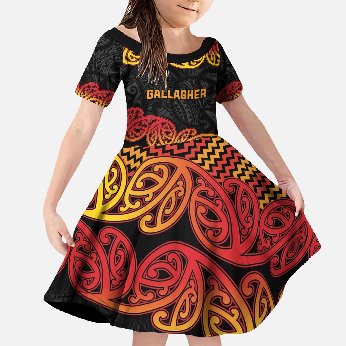 New Zealand Rugby Pacific Custom Family Matching Off The Shoulder Long Sleeve Dress and Hawaiian Shirt Rangatira Maori Kowhaiwhai Pattern