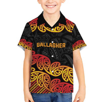 New Zealand Rugby Pacific Custom Family Matching Off Shoulder Maxi Dress and Hawaiian Shirt Rangatira Maori Kowhaiwhai Pattern