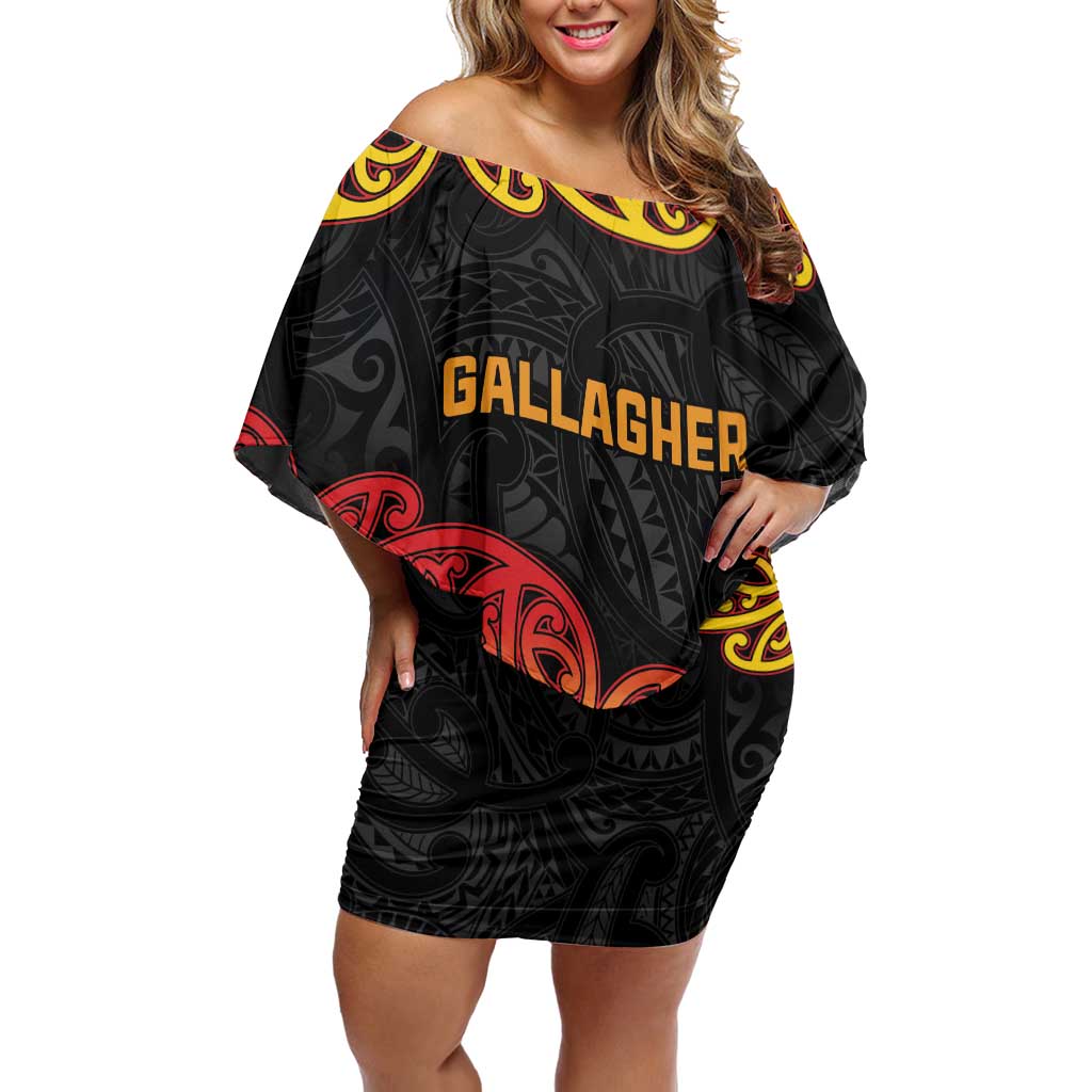 New Zealand Rugby Pacific Custom Family Matching Off Shoulder Short Dress and Hawaiian Shirt Rangatira Maori Kowhaiwhai Pattern
