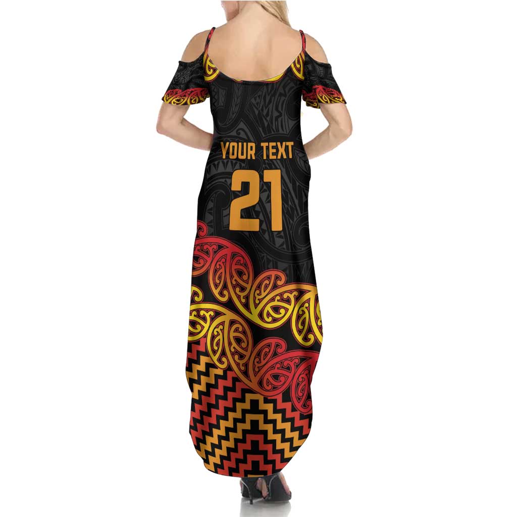 New Zealand Rugby Pacific Custom Family Matching Summer Maxi Dress and Hawaiian Shirt Rangatira Maori Kowhaiwhai Pattern