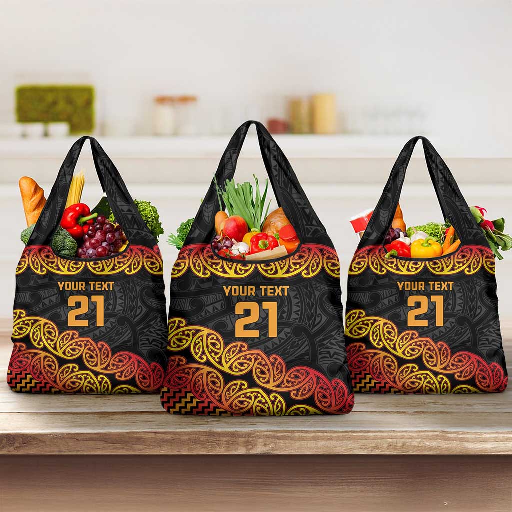 New Zealand Rugby Pacific Custom Grocery Bag Rangatira Maori Kowhaiwhai Pattern