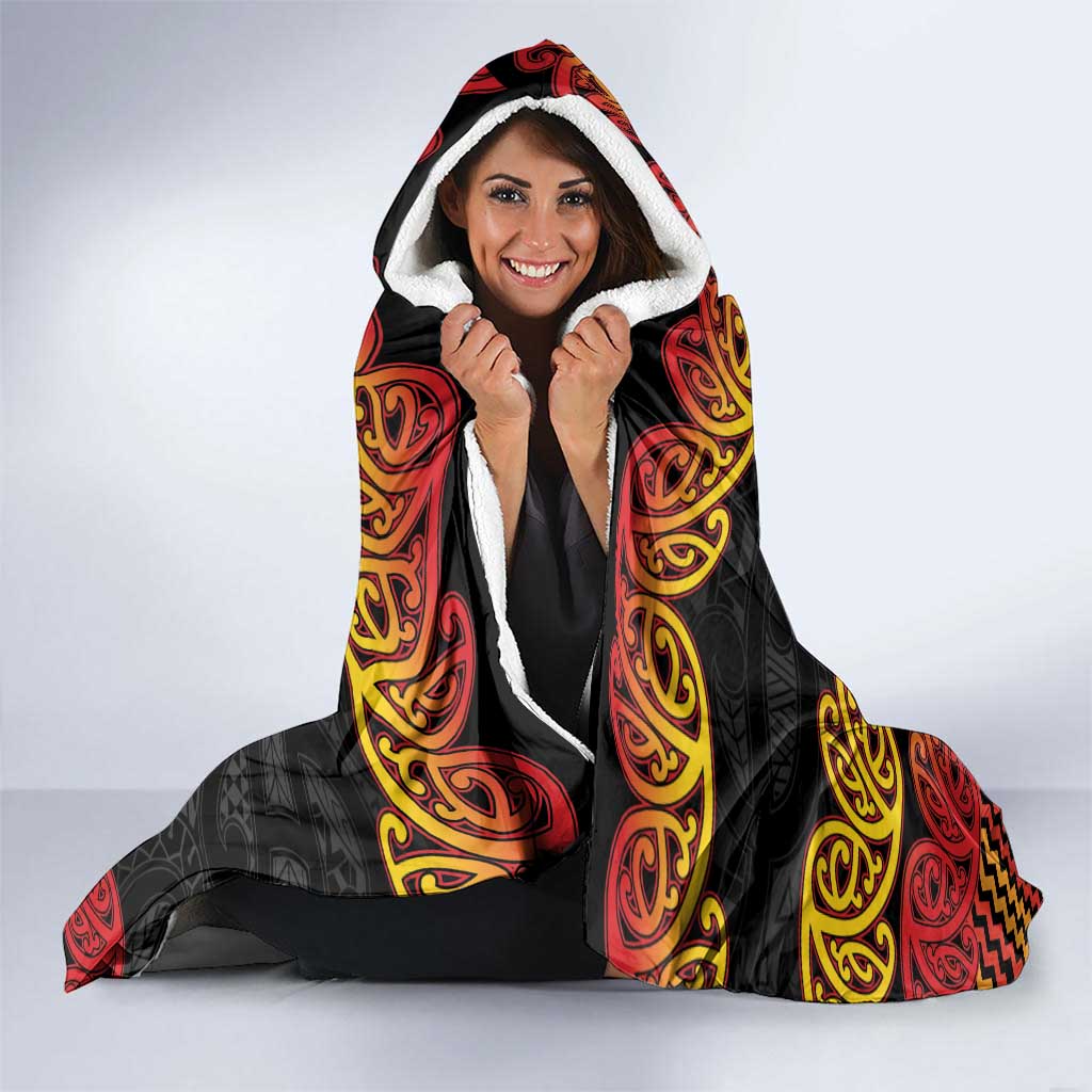 New Zealand Rugby Pacific Custom Hooded Blanket Rangatira Maori Kowhaiwhai Pattern
