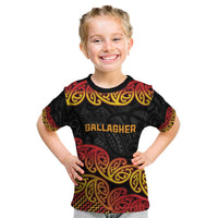New Zealand Rugby Pacific Custom Kid T Shirt Rangatira Maori Kowhaiwhai Pattern