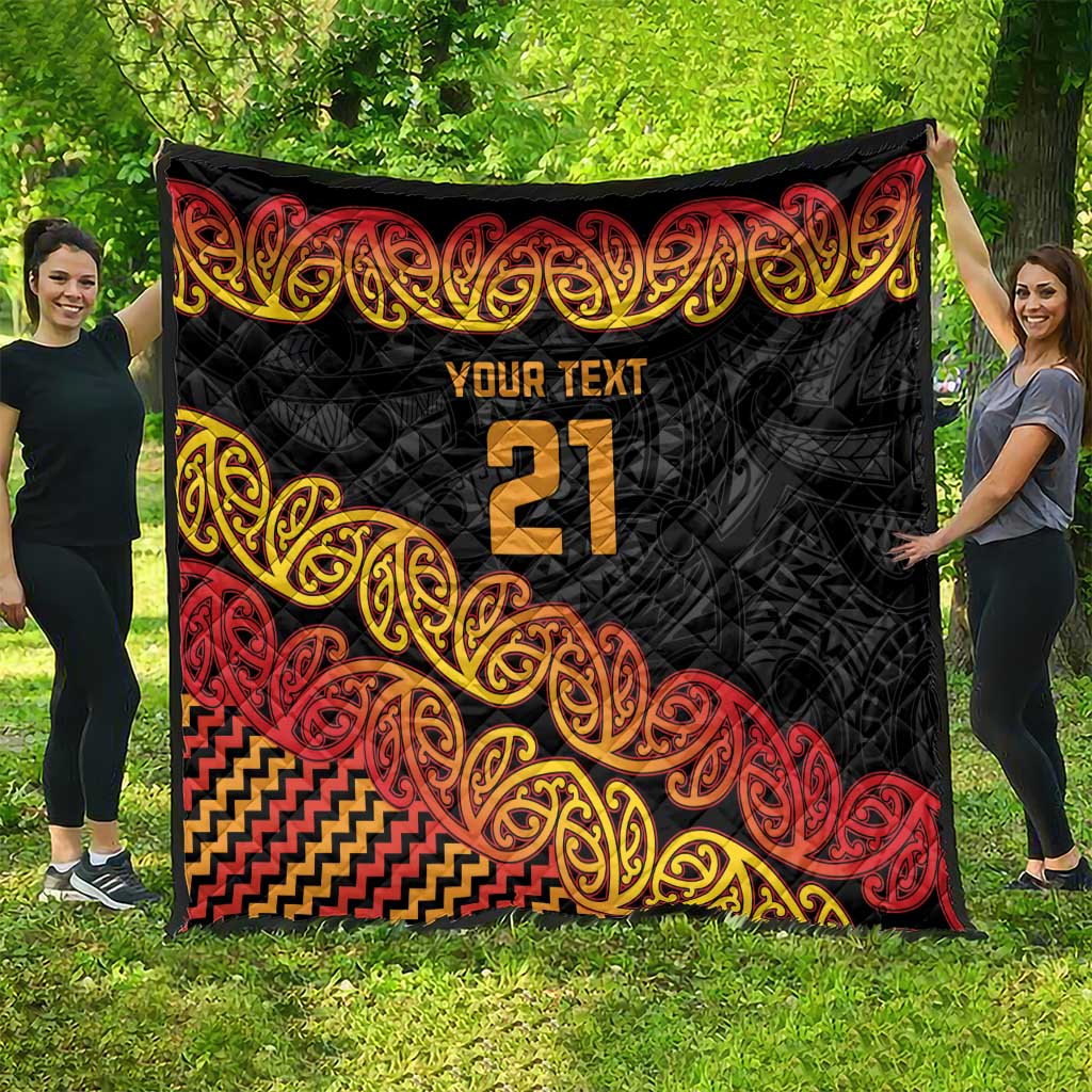 New Zealand Rugby Pacific Custom Quilt Rangatira Maori Kowhaiwhai Pattern