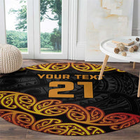 New Zealand Rugby Pacific Custom Round Carpet Rangatira Maori Kowhaiwhai Pattern