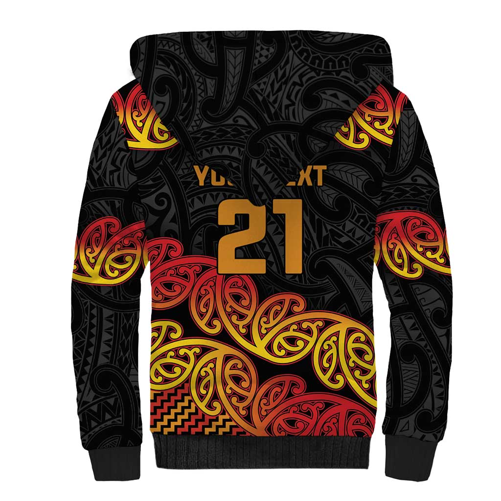 New Zealand Rugby Pacific Custom Sherpa Hoodie Rangatira Maori Kowhaiwhai Pattern