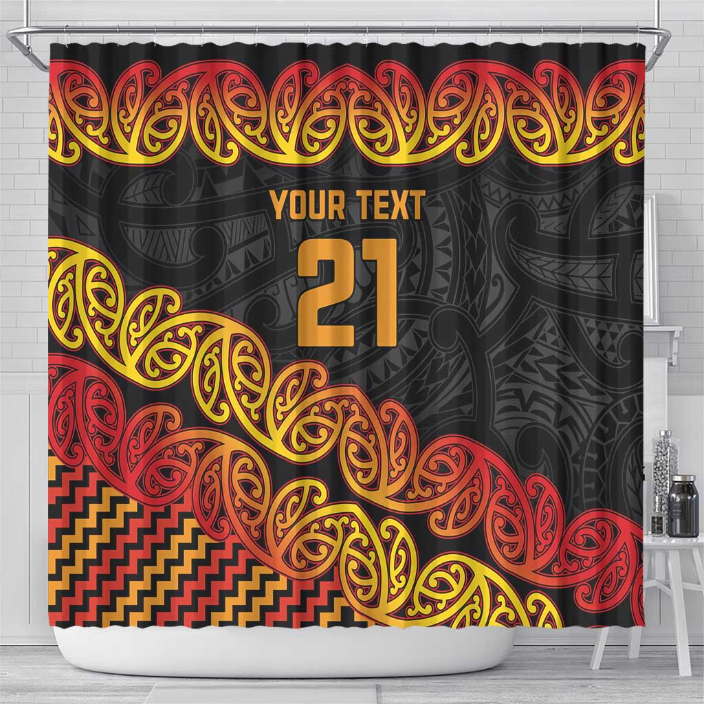 New Zealand Rugby Pacific Custom Shower Curtain Rangatira Maori Kowhaiwhai Pattern