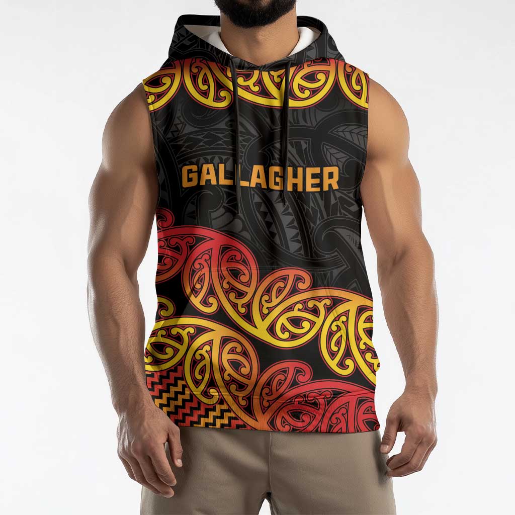 New Zealand Rugby Pacific Custom Sleeveless Hoodie Rangatira Maori Kowhaiwhai Pattern - Polynesian Pride