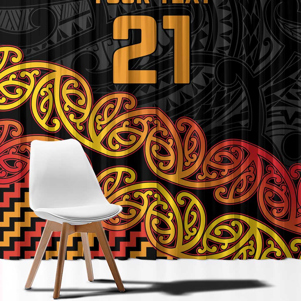 New Zealand Rugby Pacific Custom Window Curtain Rangatira Maori Kowhaiwhai Pattern