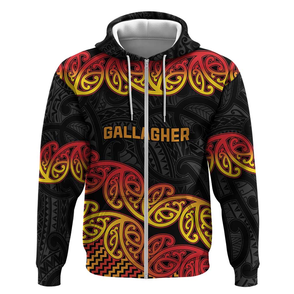 New Zealand Rugby Pacific Custom Zip Hoodie Rangatira Maori Kowhaiwhai Pattern