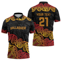 New Zealand Rugby Pacific Custom Zipper Polo Shirt Rangatira Maori Kowhaiwhai Pattern - Polynesian Pride