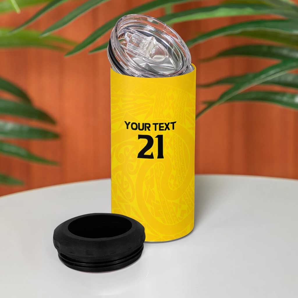 New Zealand Rugby Pacific Custom 4 in 1 Can Cooler Tumbler Hau Awhiowhio Maori Tribal Tattoo