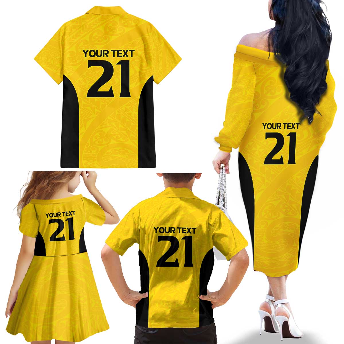 New Zealand Rugby Pacific Custom Family Matching Off The Shoulder Long Sleeve Dress and Hawaiian Shirt Hau Awhiowhio Maori Tribal Tattoo