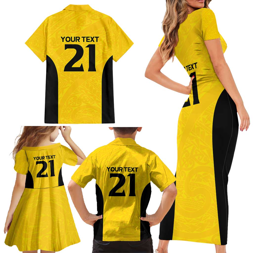 New Zealand Rugby Pacific Custom Family Matching Short Sleeve Bodycon Dress and Hawaiian Shirt Hau Awhiowhio Maori Tribal Tattoo