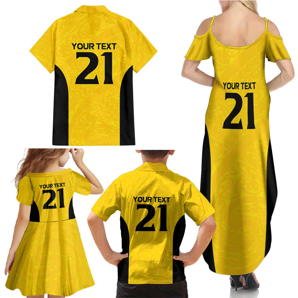 New Zealand Rugby Pacific Custom Family Matching Summer Maxi Dress and Hawaiian Shirt Hau Awhiowhio Maori Tribal Tattoo