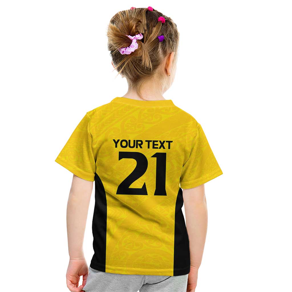 New Zealand Rugby Pacific Custom Kid T Shirt Hau Awhiowhio Maori Tribal Tattoo