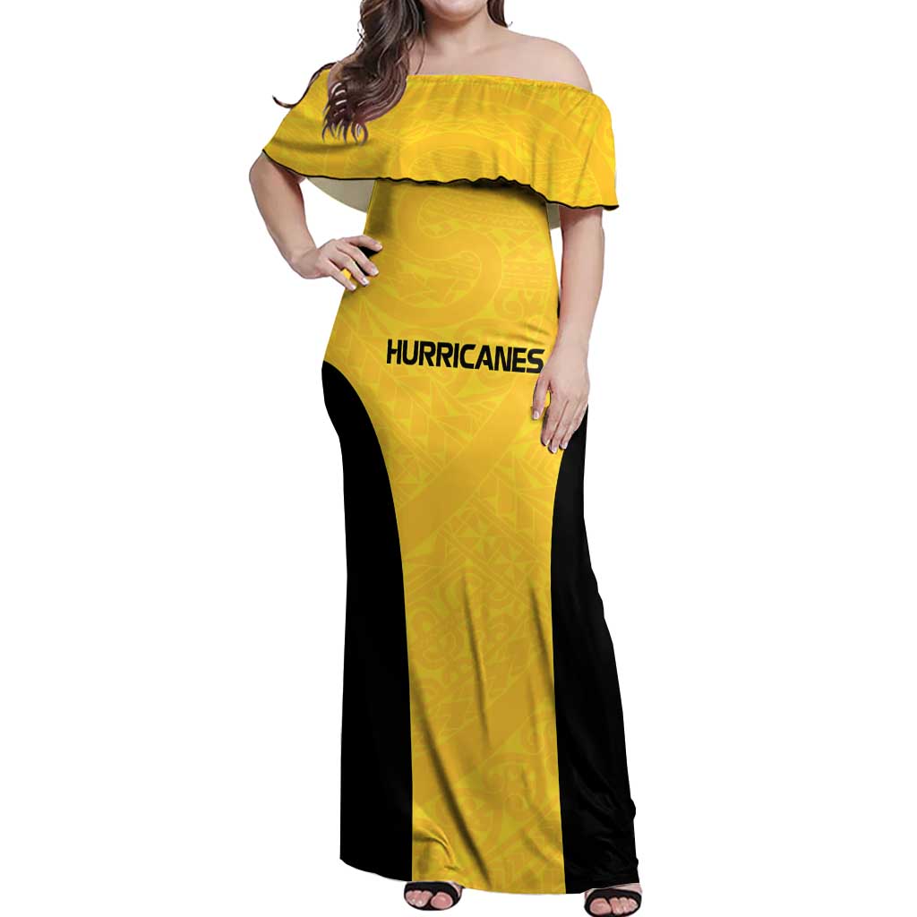 New Zealand Rugby Pacific Custom Off Shoulder Maxi Dress Hau Awhiowhio Maori Tribal Tattoo