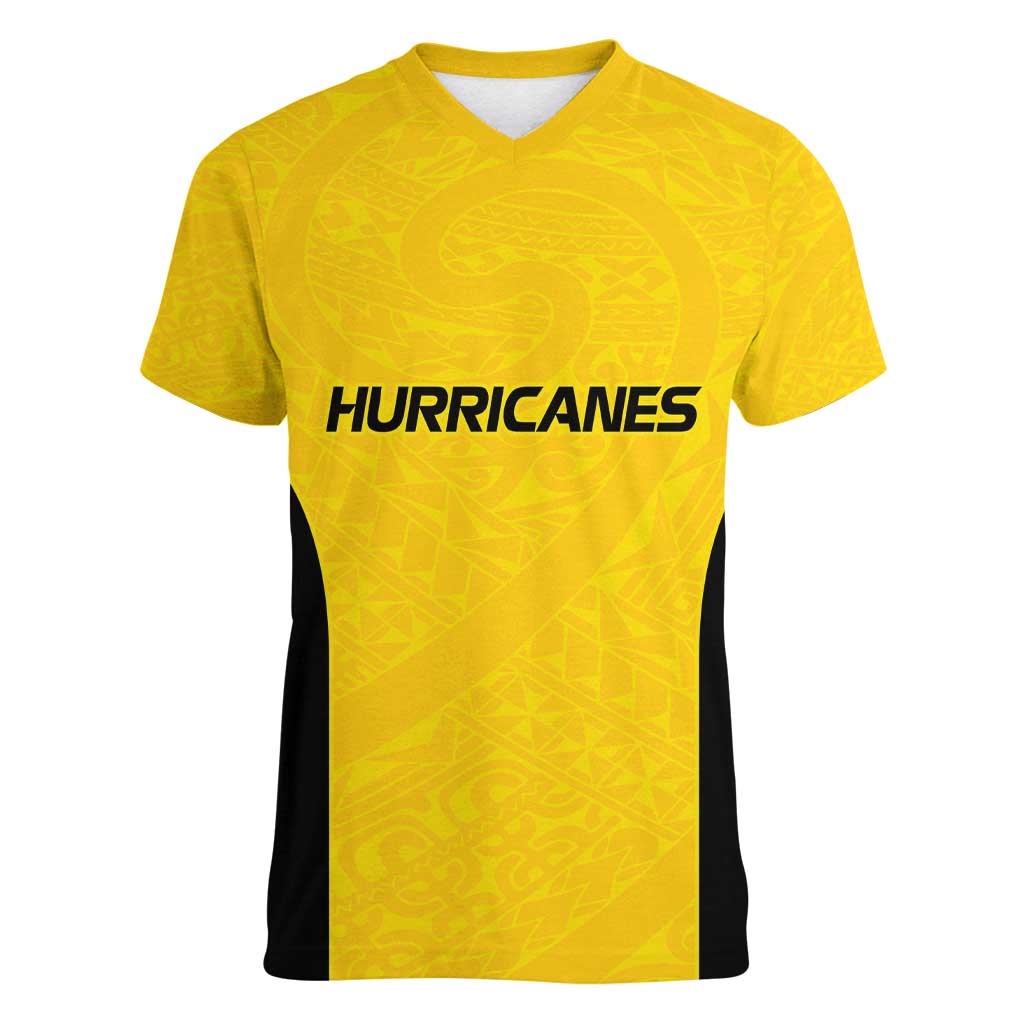 New Zealand Rugby Pacific Custom Women V-Neck T-Shirt Hau Awhiowhio Maori Tribal Tattoo