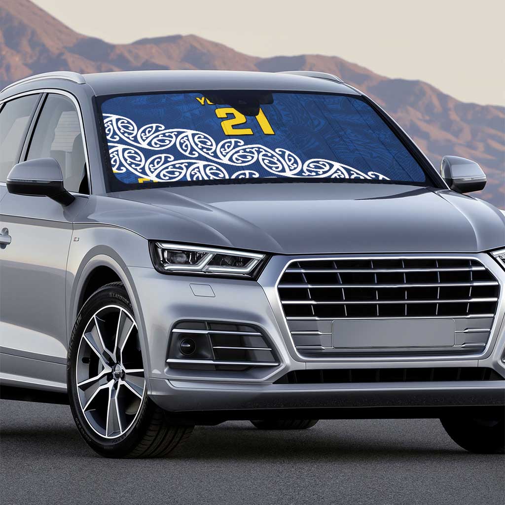 New Zealand Rugby Pacific Custom Auto Sun Shade Kahupeka Maori Kowhaiwhai Pattern - Polynesian Pride