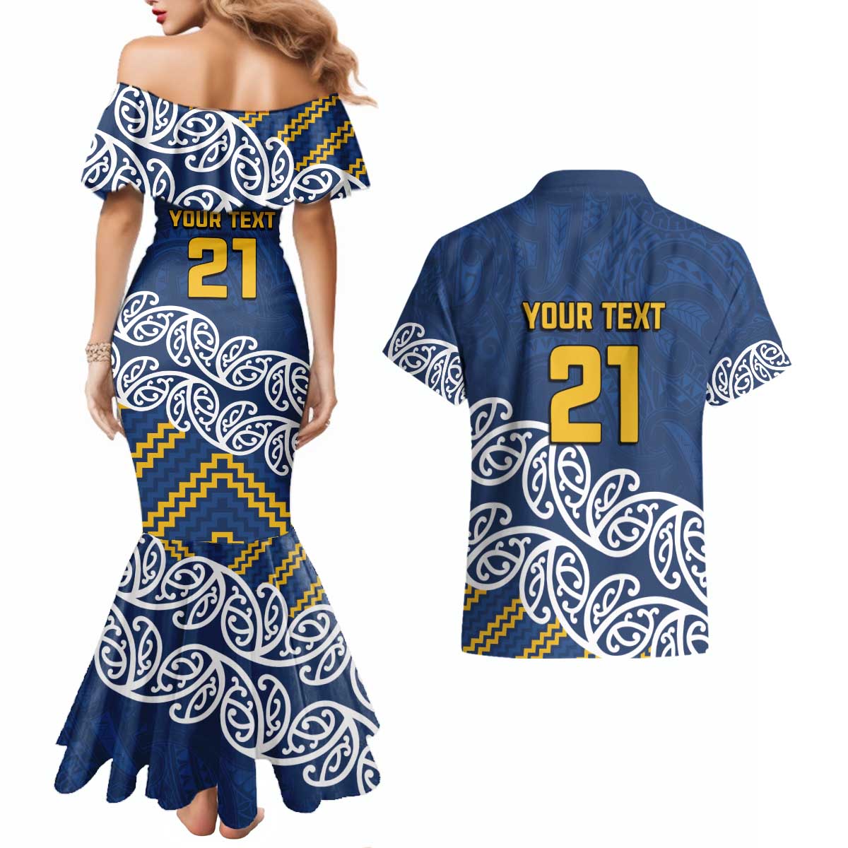 New Zealand Rugby Pacific Custom Couples Matching Mermaid Dress and Hawaiian Shirt Kahupeka Maori Kowhaiwhai Pattern