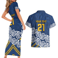 New Zealand Rugby Pacific Custom Couples Matching Short Sleeve Bodycon Dress and Hawaiian Shirt Kahupeka Maori Kowhaiwhai Pattern