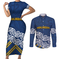 New Zealand Rugby Pacific Custom Couples Matching Short Sleeve Bodycon Dress and Long Sleeve Button Shirt Kahupeka Maori Kowhaiwhai Pattern