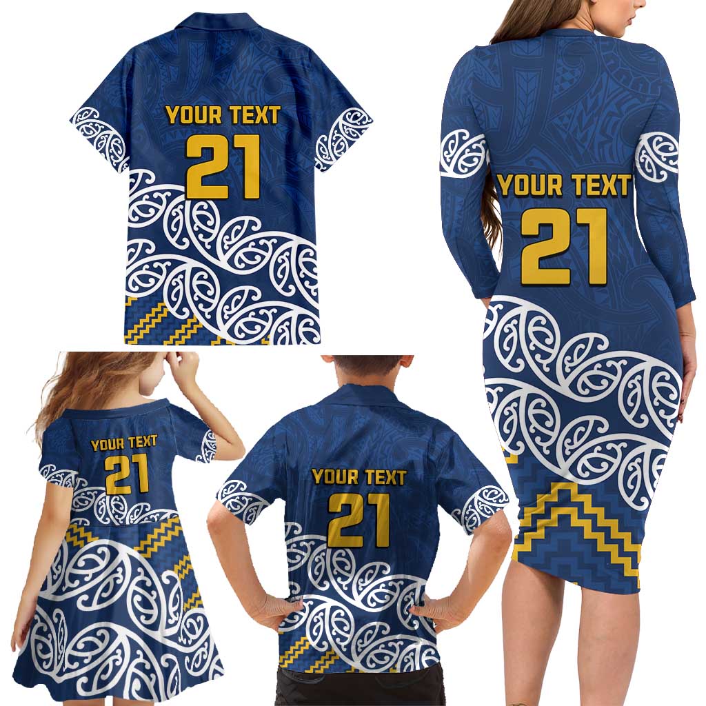 New Zealand Rugby Pacific Custom Family Matching Long Sleeve Bodycon Dress and Hawaiian Shirt Kahupeka Maori Kowhaiwhai Pattern