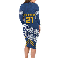 New Zealand Rugby Pacific Custom Family Matching Long Sleeve Bodycon Dress and Hawaiian Shirt Kahupeka Maori Kowhaiwhai Pattern