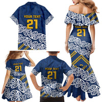 New Zealand Rugby Pacific Custom Family Matching Mermaid Dress and Hawaiian Shirt Kahupeka Maori Kowhaiwhai Pattern