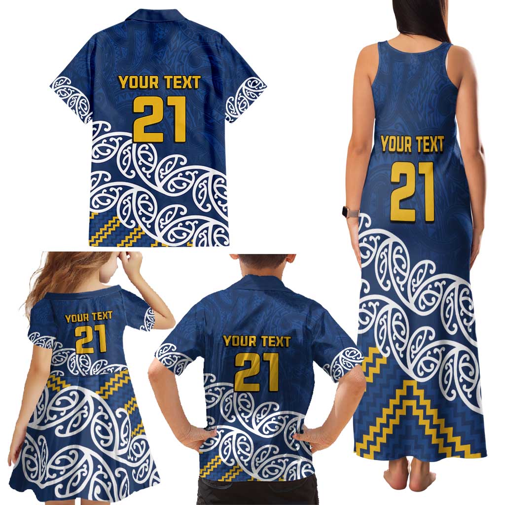 New Zealand Rugby Pacific Custom Family Matching Tank Maxi Dress and Hawaiian Shirt Kahupeka Maori Kowhaiwhai Pattern
