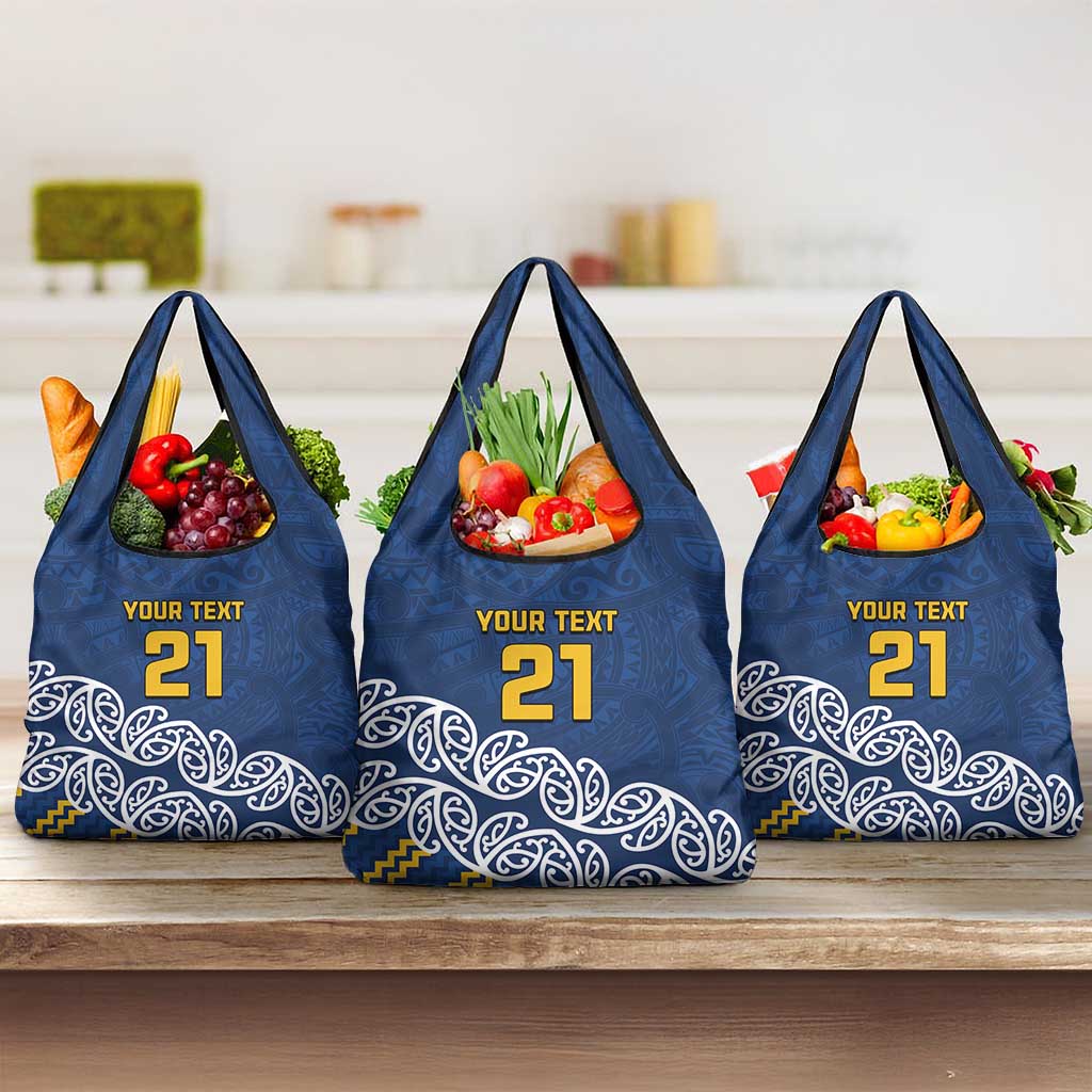 New Zealand Rugby Pacific Custom Grocery Bag Kahupeka Maori Kowhaiwhai Pattern