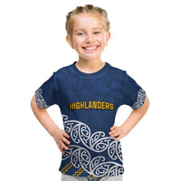 New Zealand Rugby Pacific Custom Kid T Shirt Kahupeka Maori Kowhaiwhai Pattern