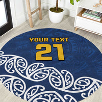 New Zealand Rugby Pacific Custom Round Carpet Kahupeka Maori Kowhaiwhai Pattern