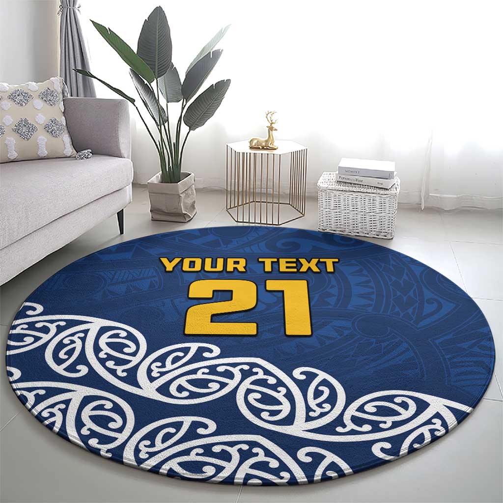 New Zealand Rugby Pacific Custom Round Carpet Kahupeka Maori Kowhaiwhai Pattern
