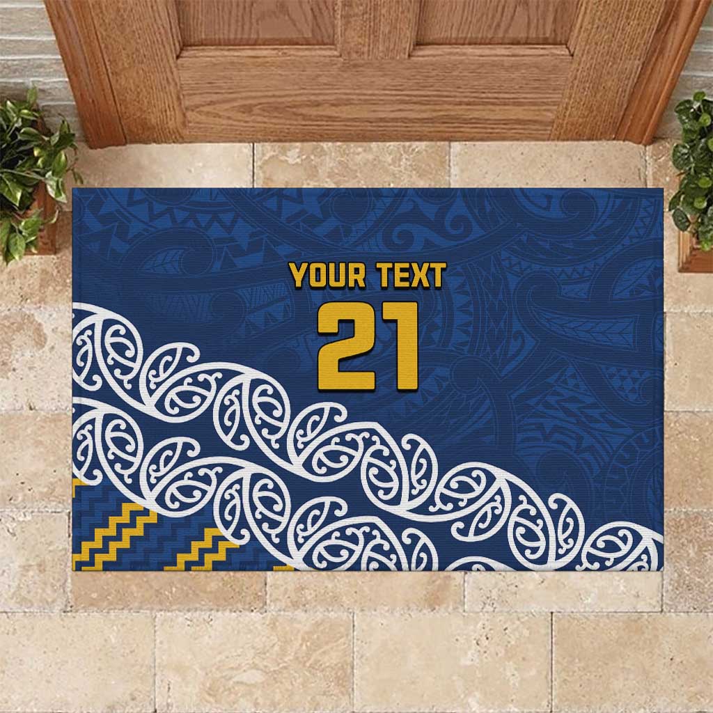 New Zealand Rugby Pacific Custom Rubber Doormat Kahupeka Maori Kowhaiwhai Pattern