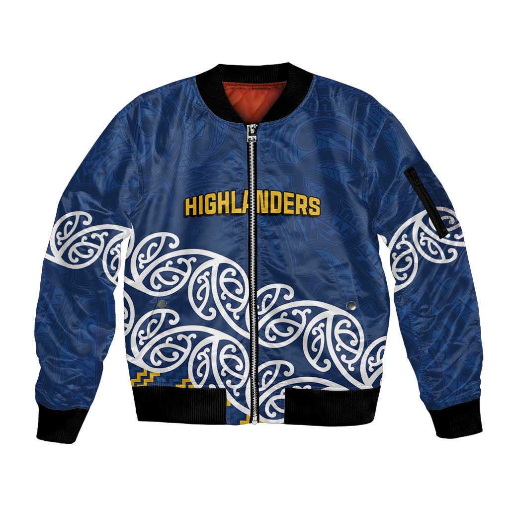 New Zealand Rugby Pacific Custom Sleeve Zip Bomber Jacket Kahupeka Maori Kowhaiwhai Pattern