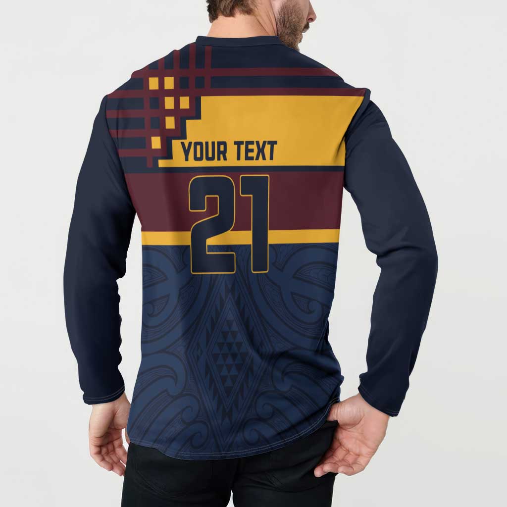 New Zealand Rugby Pacific Custom Button Sweatshirt Kahupeka Retro 2025 Taniko Motif