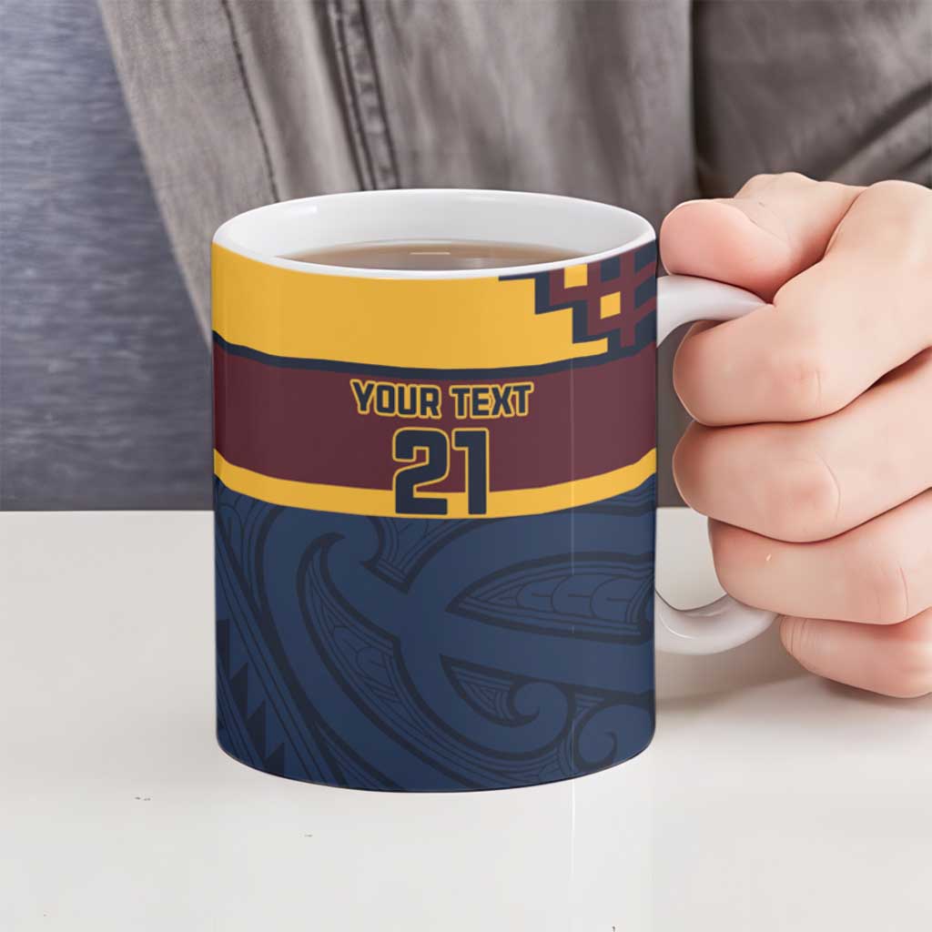 New Zealand Rugby Pacific Custom Ceramic Mug Kahupeka Retro 2025 Taniko Motif - Polynesian Pride