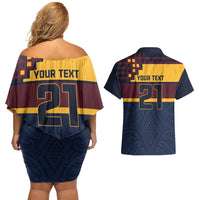 New Zealand Rugby Pacific Custom Couples Matching Off Shoulder Short Dress and Hawaiian Shirt Kahupeka Retro 2025 Taniko Motif