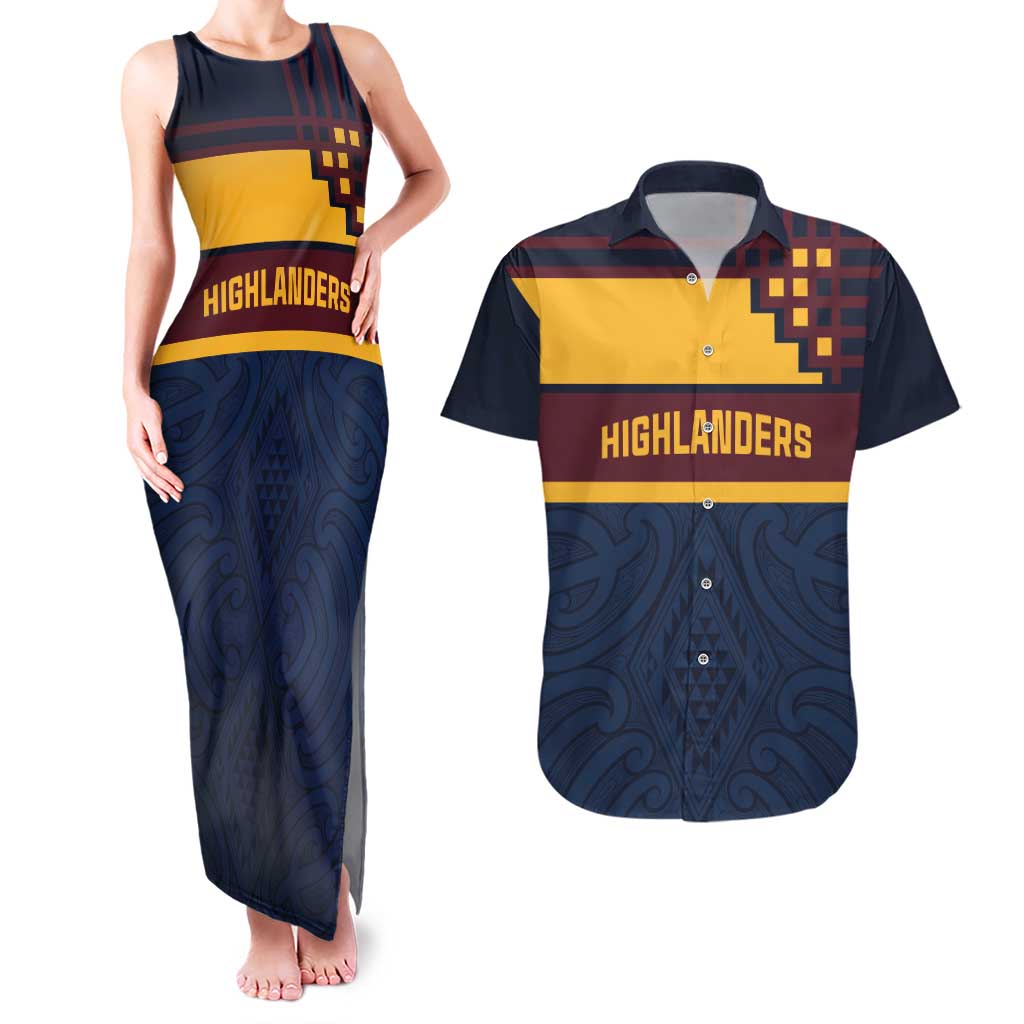 New Zealand Rugby Pacific Custom Couples Matching Tank Maxi Dress and Hawaiian Shirt Kahupeka Retro 2025 Taniko Motif